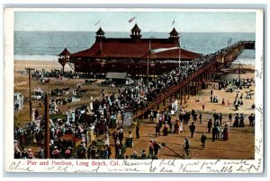 1906 Pier Pavilion Exterior Building Pier Dock Long Beach California CA Postcard