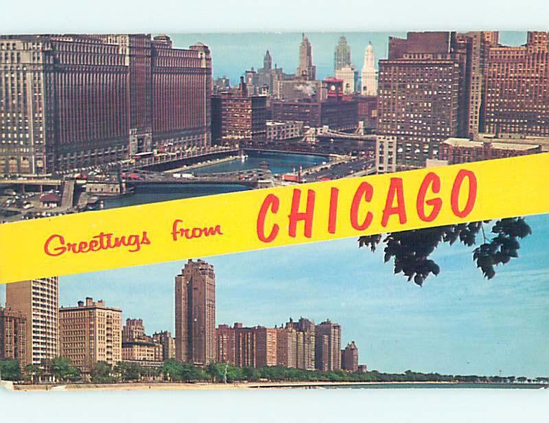 Pre-1980 TWO VIEWS ON CARD Chicago Illinois IL ho7712