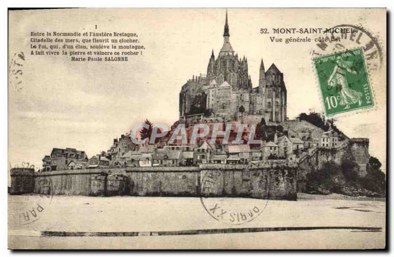 Old Postcard Mont Saint Michel Vue Generale East Coast