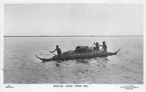 US5404 types folklore shulluk canoe upper nile  boat real photo sudan africa