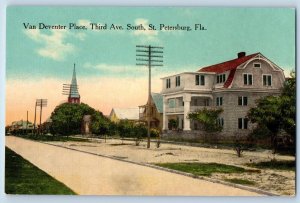 St Petersburg Florida Postcard Van Deventer Place Third Ave South Building 1910