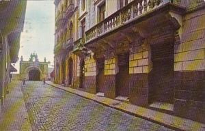 Street Scene With Chaapel Of Christ In Background In Old San Juan Puerto Rico...