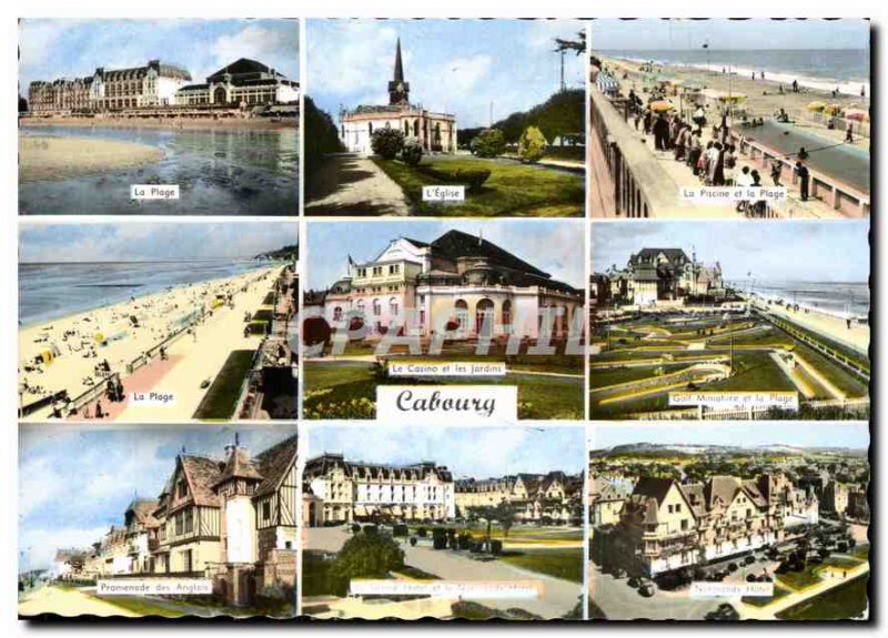 Postcard Moderne Cabourg The Beach Church The Pacine and the Beach