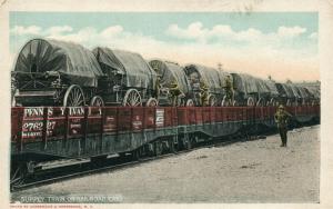 SUPPLY TRAIN ON RAILROAD CARS ANTIQUE POSTCARD