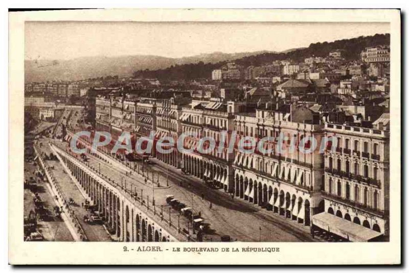 Old Postcard Algiers Boulevard De La Republique