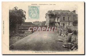 Old Postcard Mamers disaster June 7, 1904 Mill town and docks destroyed