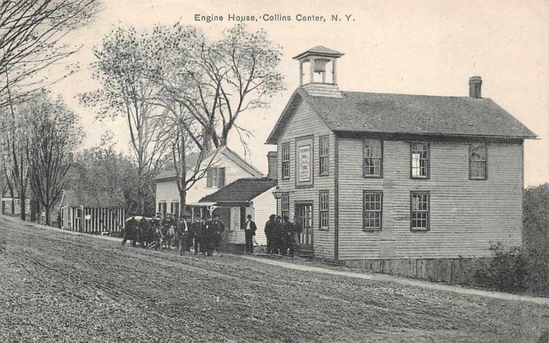 FIRE ENGINE HOUSE COLLINS CENTER NEW YORK REPUBLIC METALWARE HANDSTAMP 1912