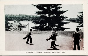 Golfing at Port Carling Muskoka Ontario ON Unused Litho Postcard E64