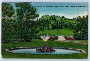 Chadron Nebraska NE Postcard Fountain At Chadron State Park Scene 1957 Vintage