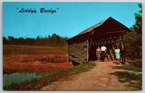 Cullman Alabama~Liddys Covered Bridge On Liddys Lake~Near Berlin~Chrome Postcard