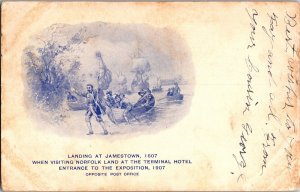 Landing at Jamestown, Advertising for Terminal Hotel UDB Vintage Postcard P64