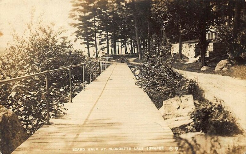 Lake Sunapee NH Boardwalk At Blodgetts Landing Real Photo Postcard