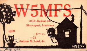 Louisiana Shreveport QSL Card W5MFS Andrew M Lord Jr 1947