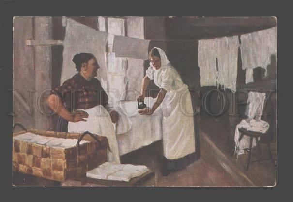 086301 RUSSIAN Types Laundresses by EDELFELT vintage color PC