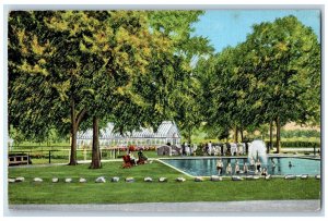 c1940's Children's Wading Pool Highland Park Meridian MS Unposted Trees Postcard