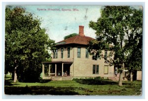 1920 Sparta Hospital, Sparta Wisconsin WI Posted Antique Postcard 