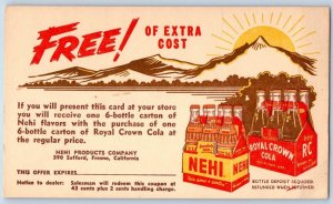 Fresno California Postcard Nehi Products Company Royal Crown Cola Advertising