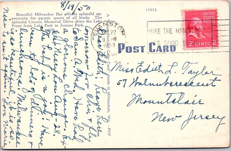 Postcard BRIDGE SCENE Milwaukee Wisconsin WI AM2130