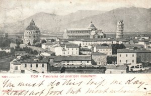 Vintage Postcard 1904 Pisa Panorama Col Principali Monumenti Main Monument Italy