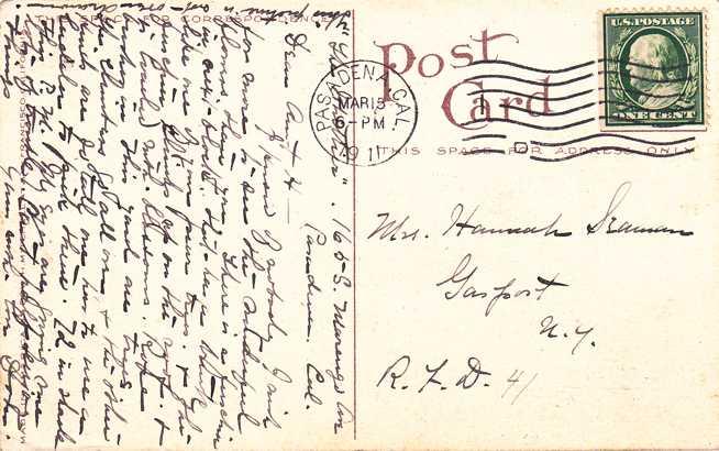 A California Bungalow - Flowers and Water Tower - pm 1911