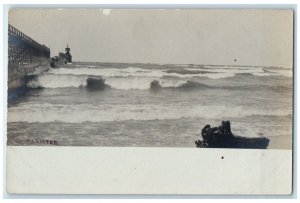 c1905 Lake Michigan Harbor View Manistee MI RPPC Photo Unposted Postcard 