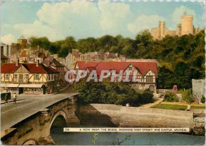 Modern Postcard A view from the bridge showing high street and castle Arundel