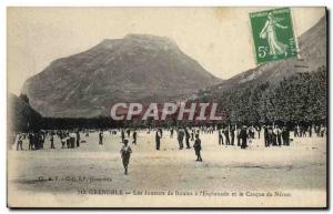 Old Postcard Grenoble balls Petanque players in the & # 39esplanade and helme...