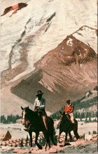 Cowboys Horseback Sunrise Rainier Park Northern Pacific Washington Postcard
