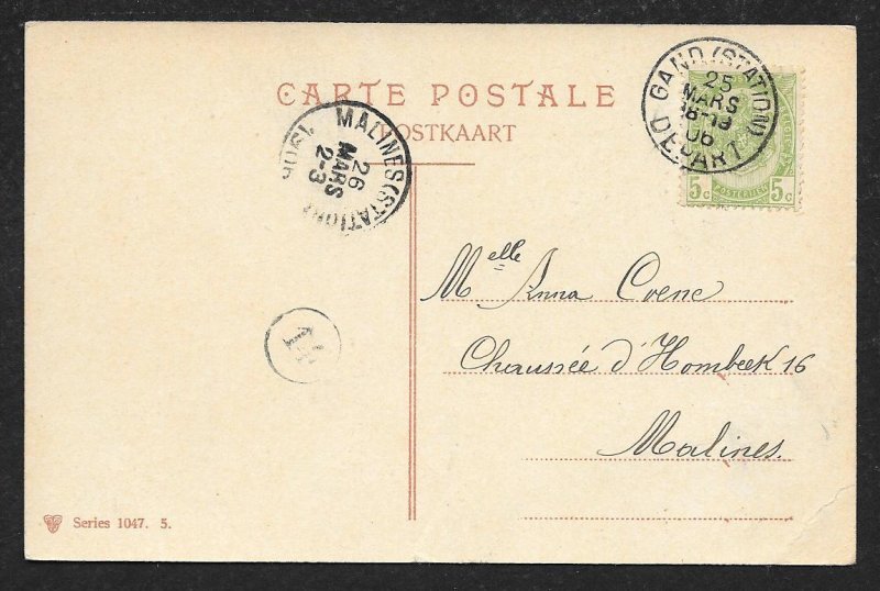 BELGIUM Stamps on Postcard Inkwell Used c1906