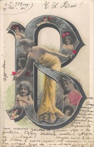 US3624 Letter B Woman in Yellow Dress, Children sumen Shumen fantasy bulgaria