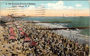 Postcard BEACH SCENE Coney Island New York NY AO0426