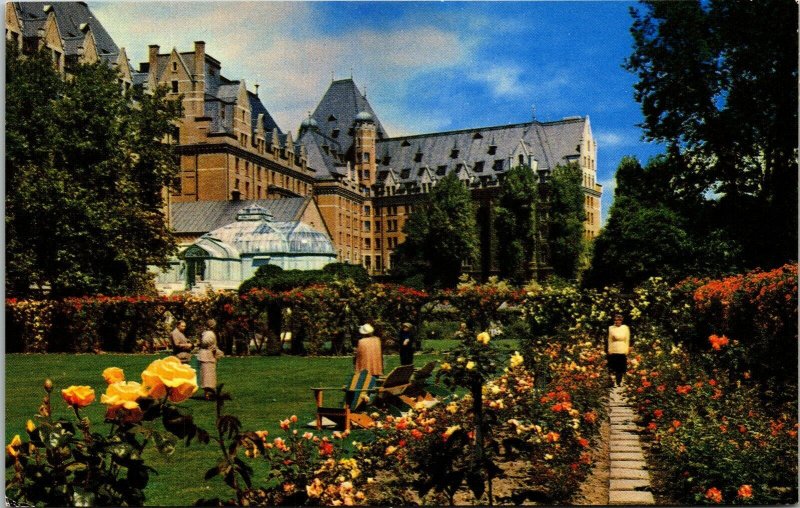 Victoria BC British Columbia Canada CPR Empress Hotel Rose Gardens Postcard VTG  