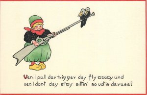 Postcard C-1910 Tuck Schmucker Dutch Proverbs Rifle Crow comic TP24-3425