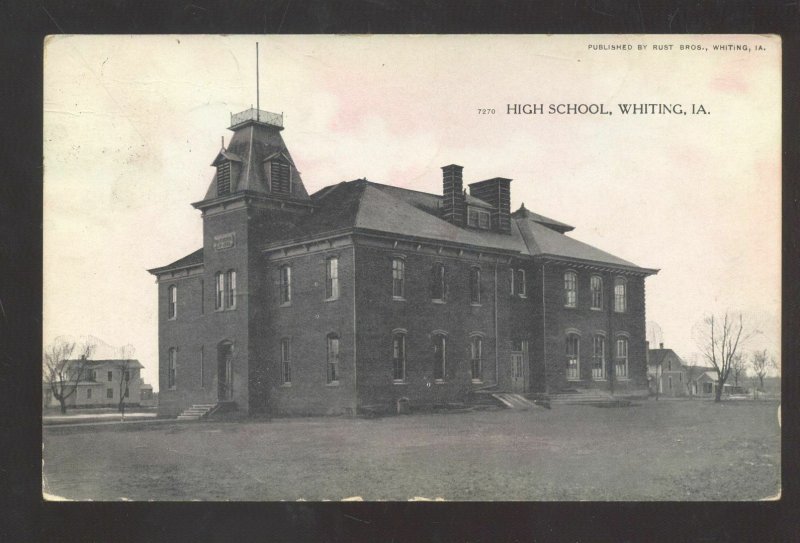 Whiting Iowa High School Building 1910 Vintage Postcard United States