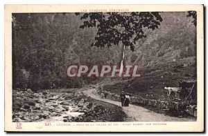 Old Postcard The Central Pyrenees Luchon Pond Valle of Lus point of Cars