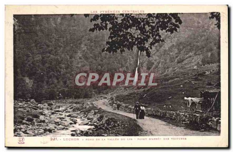 Old Postcard The Central Pyrenees Luchon Pond Valle of Lus point of Cars