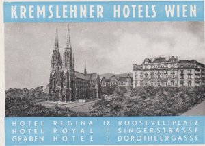 Austria Wien Vienna The Kremslehner Hotels Vintage Luggage Label lbl1160.5