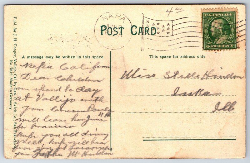 Vallejo CA~St Vincent's Catholic Church & School~Staircase~Handcolored c1910