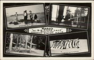 Jackman Station ME Ward's on Big Wood Lake Real Photo Postcard Multi-View