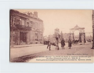 Postcard Paris gate and neighborhoods bombarded by Germany Shells, Reims, France