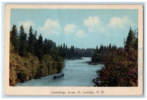 1939 Greetings from St. George New Brunswick Canada Vintage Postcard