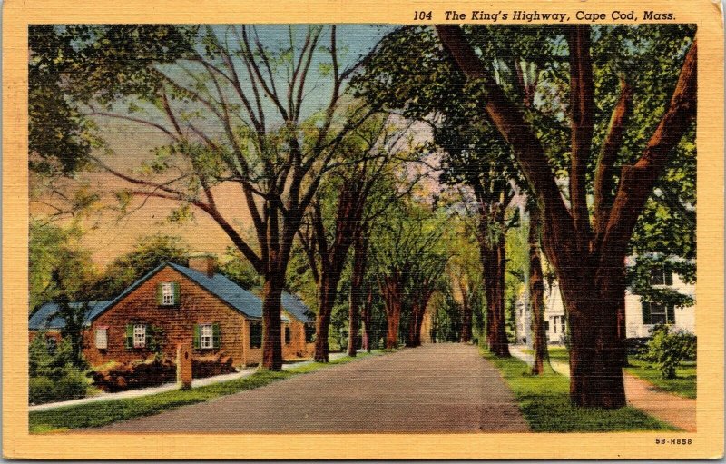 Vtg Yarmouthport Cape Cod Massachusetts The King's Highway 1940s Postcard