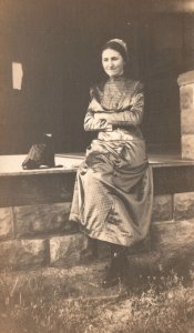 Vintage Postcard 1910's Happy Victorian Woman Beautiful Lady Sitting Down