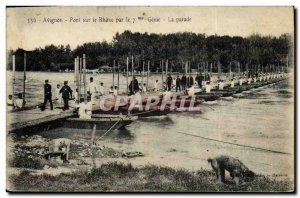 Old Postcard Army Avignon Bridge over the Rhone by the 7th Genie Parade