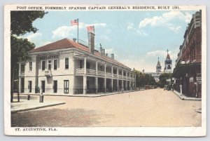 St Augustine Florida~US Post Office Formerly Captains Residence~Vintage Postcard