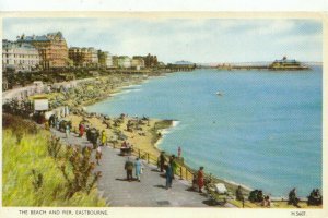 Sussex Postcard - The Beach and Pier - Eastbourne - Ref TZ4707