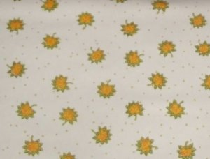 Vintage By the Yard Wall Paper Covering Yellow Orange Green Flowers Print