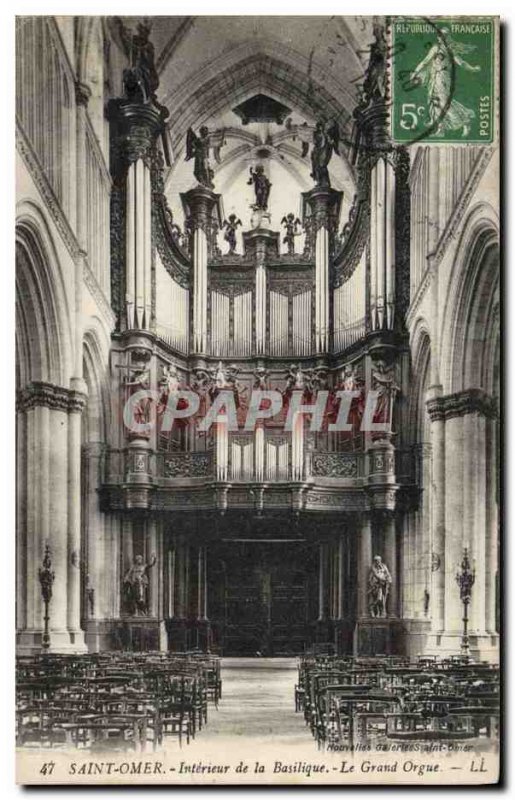 Postcard Old Organ Saint Omer Interior of the basilica The great organ