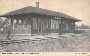 Freeport Michigan Pere Marquette Railroad Station Antique Postcard KK1765