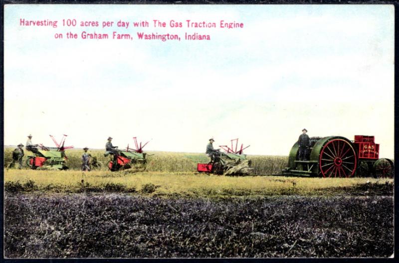 Harvesting 100 Acres Per Day ,The Gas Traction Engine,Tractor